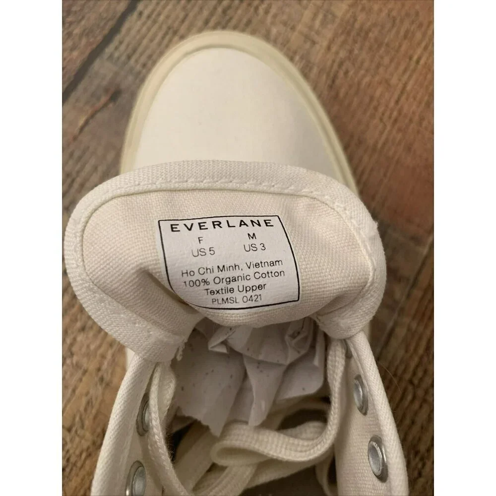 NEW Everlane White Cotton Sneakers Unisex Sz 5W/3M - Picture 7 of 7